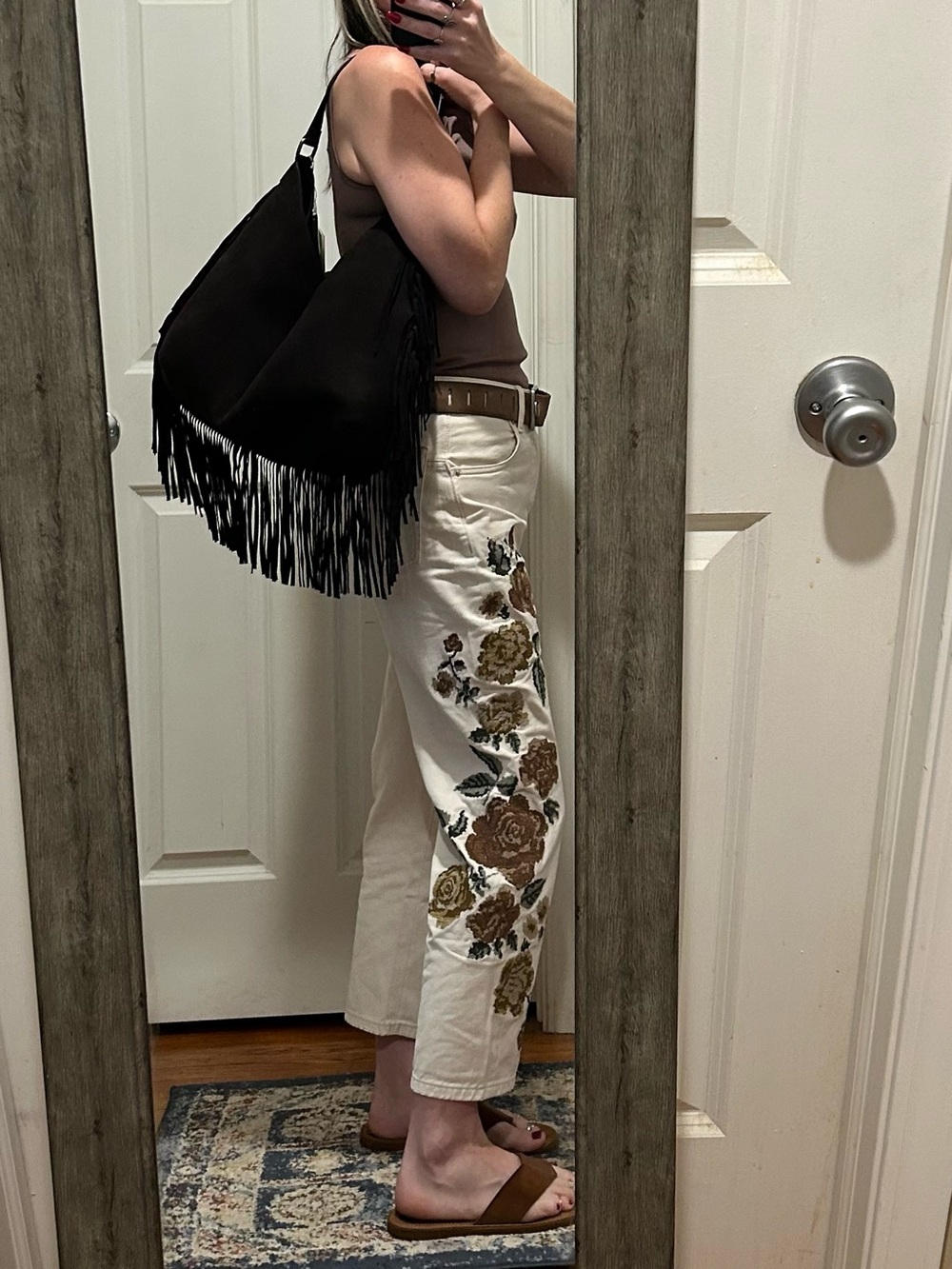 NWT Free People Finn Suede Fringe Shoulder Bag w/ Included Bag Charm - Picture 4 of 16